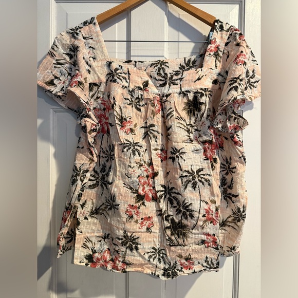 Torrid Tropical Floral Square Neck Blouse with Ruffle Sleeves - Picture 1 of 6